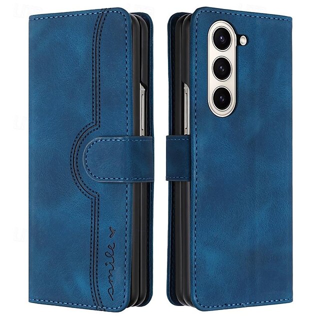  Phone Case For Samsung Galaxy Z Fold 5 Z Fold 4 Z Fold 3 Flip Cover Full Body Protective Card Slot Shockproof Retro PC PU Leather