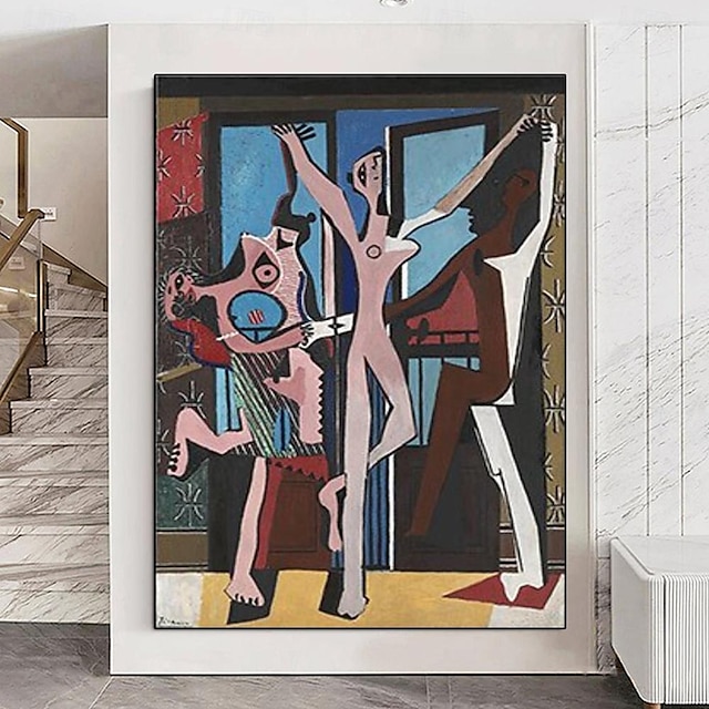  kézzel készített Pablo Picasso a három táncos olajfestmény kézzel festett olajfestmény replika nagy étkező fala művészágy szoba fali dekor konyha keretes művészet