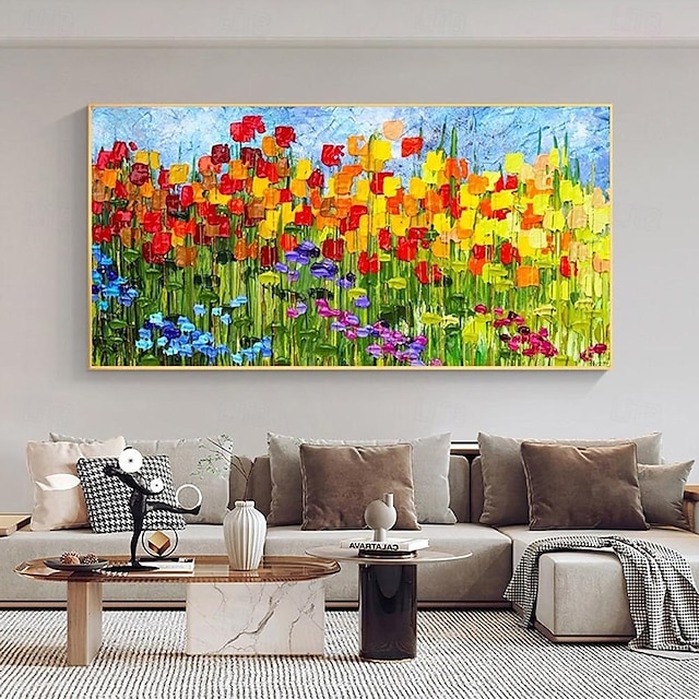  virágfestmény vászonra kézzel festett nagy fal művészet boho fali dekoráció színes virág olajfestmény lakberendezés modern művészet absztrakt művészet festmény hálószoba dekorációhoz