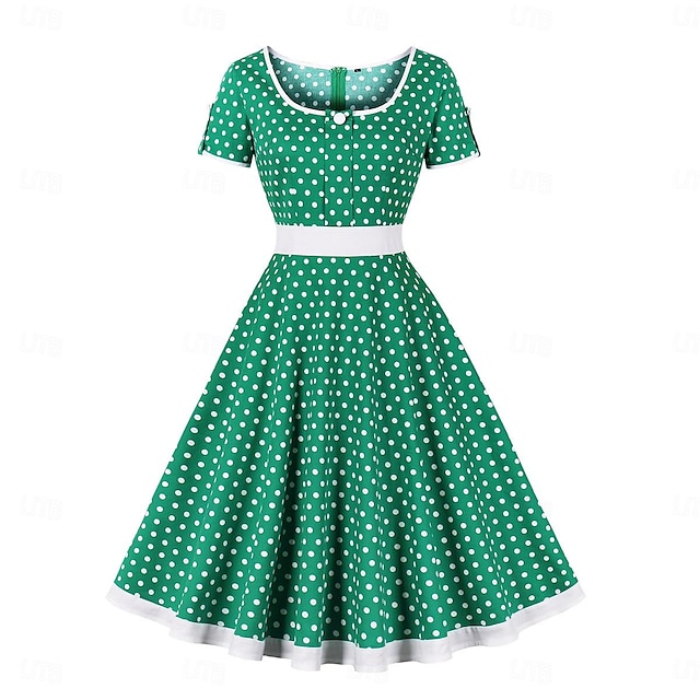  Polka Dots 1950s Cocktail Dress Dailywear Dress Flare Dress Women's Polka dots Christmas Event / Party Cocktail Party Prom Dress