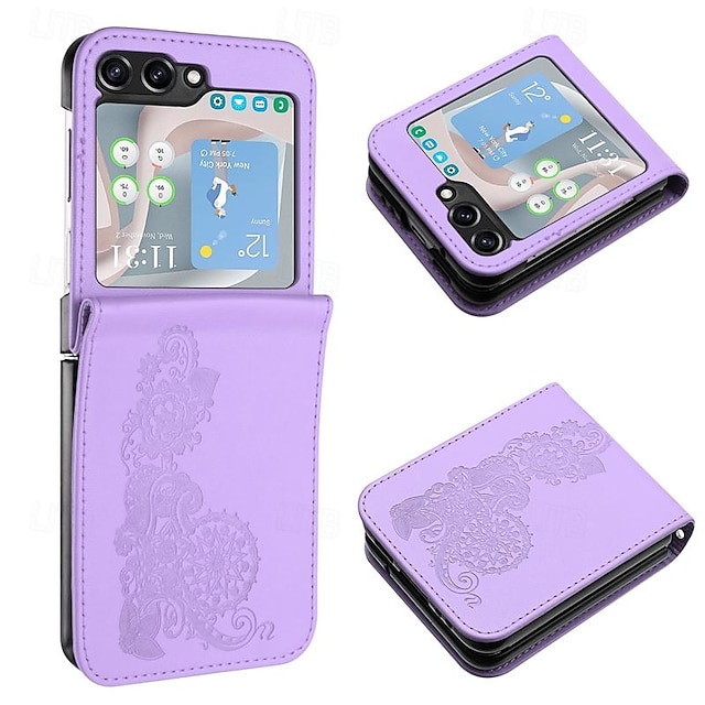  Phone Case For Samsung Galaxy Z Flip 5 Z Flip 4 Z Flip 3 Flip Cover Shockproof Flower Floral PC PU Leather