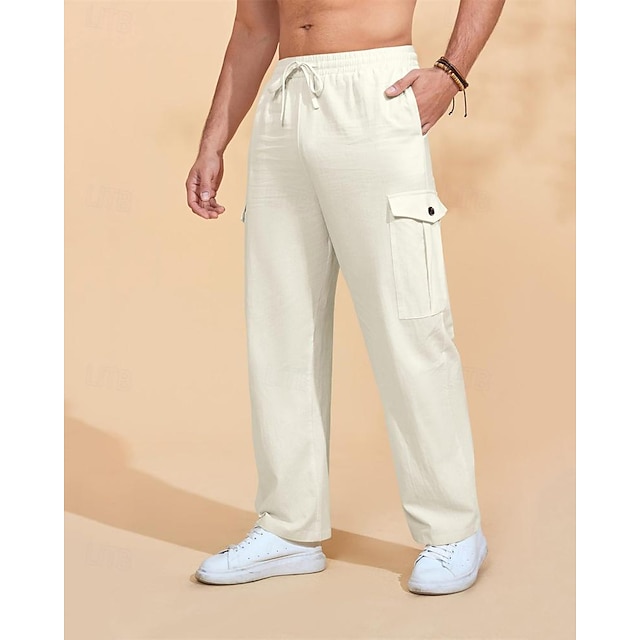  Bărbați Pantaloni Pantaloni casual Cordon Talie elastică Picior drept Simplu Confort Sport exterior Zilnic 100% Bumbac Casual Boho Verde Militar Negru Micro-elastic