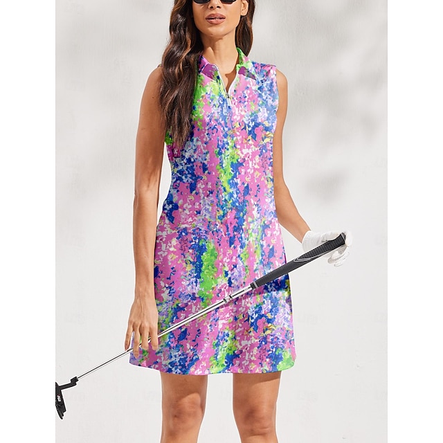  Dame golf kjole Lys pink Uden ærmer Dame golf påklædning Tøj Outfits Bær tøj