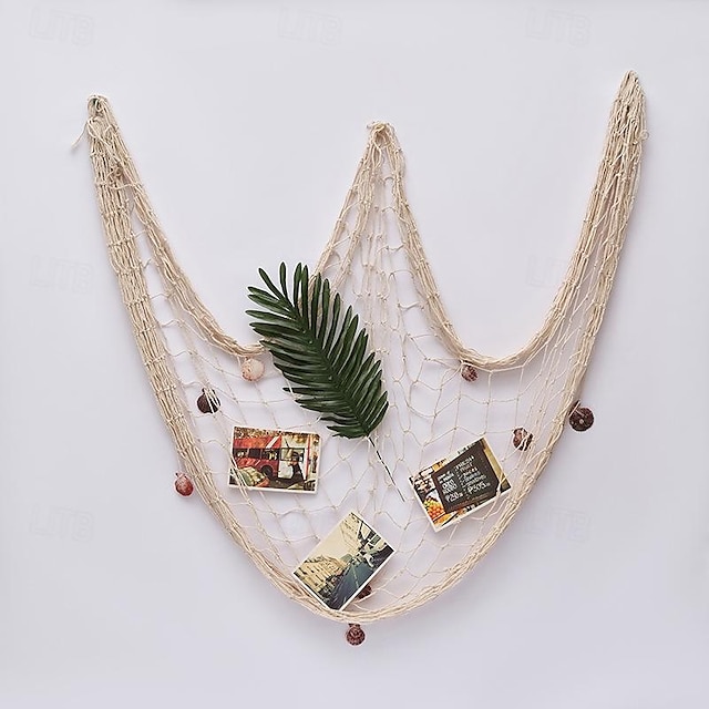  Ornements suspendus, filet de pêche décoratif méditerranéen, ligne épaisse, corde de chanvre, accessoires de photographie, mur de fond de maternelle