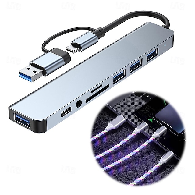  Многофункциональный кабель для быстрой зарядки 3 в 1 с док-станцией-концентратором 8 в 2, комбинированный набор мультиинтерфейсов для ноутбука 3.0