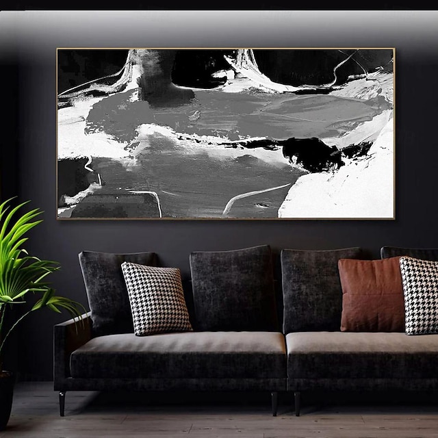  Handmade Oil Painting Canvas Wall Art Decoration Modern Black and White Abstract for Home Decor Rolled Frameless Unstretched Painting