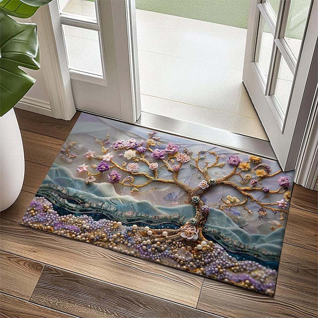  fialová jiskřivá strom života rohožka podlahové rohože omyvatelné koberečky kuchyňská rohož protiskluzový koberec odolný vůči oleji vnitřní venkovní rohož ložnice dekorace rohožka koupelna vstupní