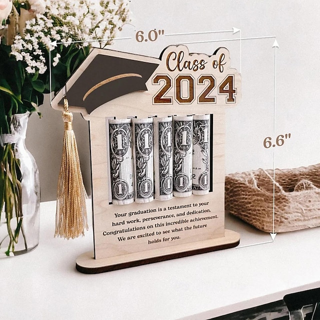  2024 pengahållare för examenspengar i trä - snygga examenspresenter, perfekta för att bevara minnen och fira prestationer med en touch av elegans