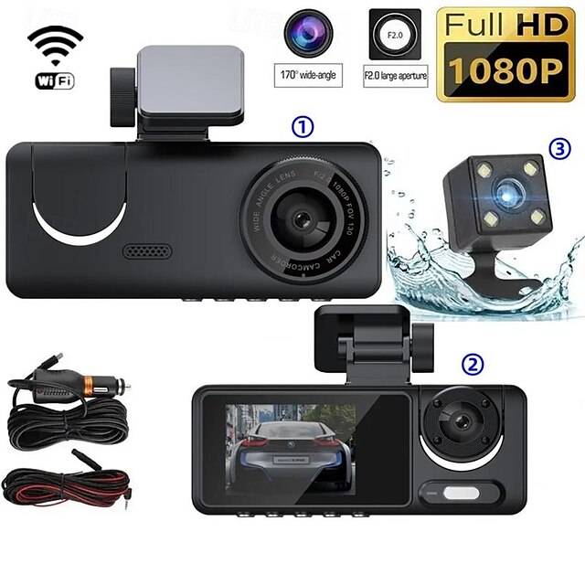  S16 1080p Nouveau design / Sans-Fil / HD DVR de voiture 170 Degrés Grand angle 2 pouce IPS Dash Cam avec Wi-Fi / Vision nocturne / Surveillance du stationnement 8 LED infrarouge Enregistreur de