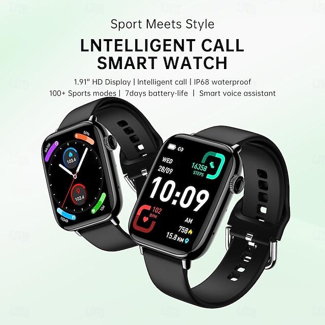  1 nou ceas inteligent vorbitor ecran pătrat curea din silicon negru monitor de ritm cardiac monitor de somn ceas sport în aer liber pentru Apple Android huawei smartphone cadou de vacanță bunătăți