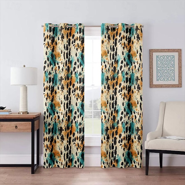  Blackout Curtain Leopard Print Curtain Drapes For Living Room Bedroom Kitchen Window Treatments Thermal Insulated Room Darkening