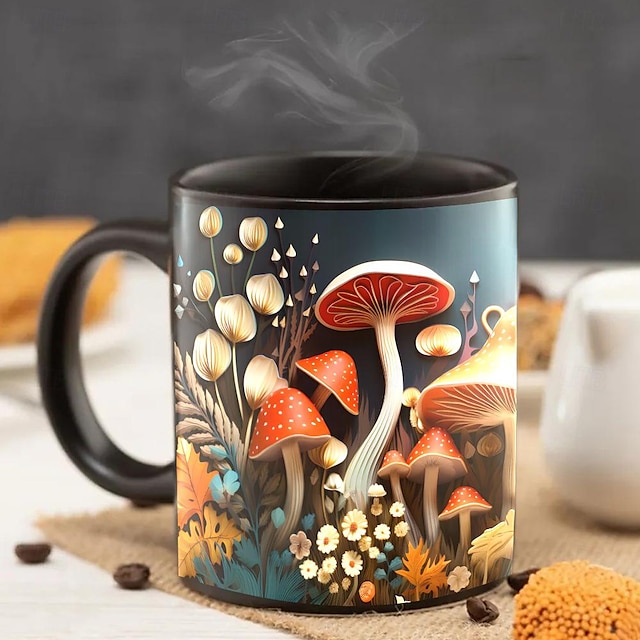  Cana cu ciuperci magice 3d, cana de cafea cu ciuperci, ceașcă de ceai din ceramică, noutate amuzantă, ceașcă ceramică de 11 oz pentru mașina de spălat vase, cu microunde, cadouri ideale pentru bărbați