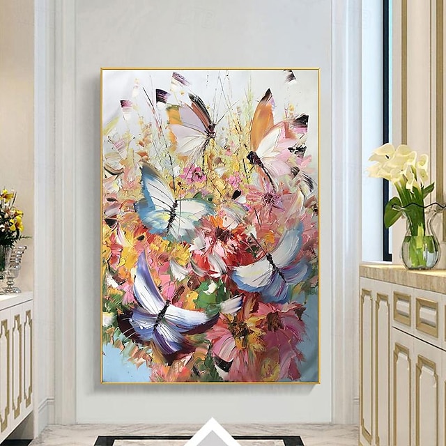  Handmade Oil Painting Canvas Wall Art Decoration Modern Animal Abstract Butterfly for Home Decor Rolled Frameless Unstretched Painting