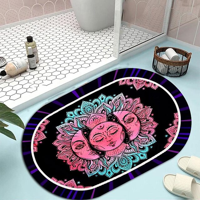  Tappetini da bagno Sole e Luna, tappeto da bagno assorbente creativo, terra di diatomee antiscivolo