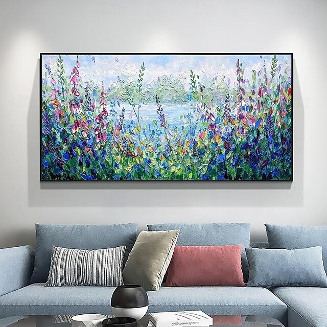 Mintura Handmade Colorful Flower Oil Paintings On Canvas Large Wall Art ...