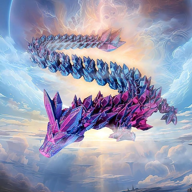 3d impresso cristal dragão gem dragão 3d articulado brinquedos dragão rotativo e dragão chinês flexível ornamento realista