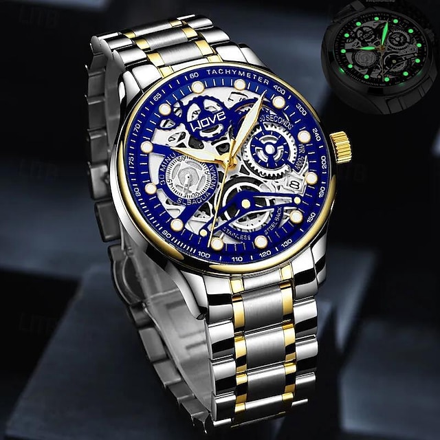  nuovo business della moda leggero lusso centinaia di orologi al quarzo da uomo luminosi impermeabili scheletrati orologio sportivo da uomo