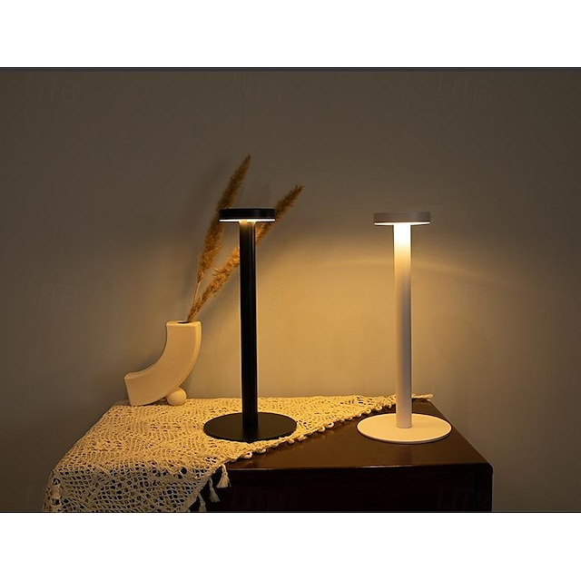  bezprzewodowa lampa stołowa aluminiowa nowoczesna metalowa ściemniana dotykowo akumulatorowa do sypialni salon restauracja atmosfera lampa biurkowa typ c