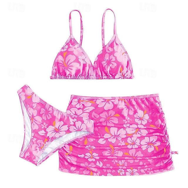 Trade Swimsuit Children's Bikini Small Fresh Cherry Blossom Three Piece ...