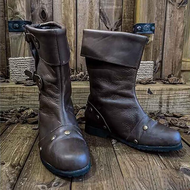 Male Medieval Pirate Boots Victorian Gothic Boots Flat Jazz Boots