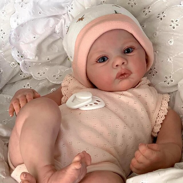  19 inch Reborn Doll Reborn Baby Doll lifelike Gift New Design Creative Lovely Cloth 3/4 Silicone Limbs and Cotton Filled Body Silicone Vinyl with Clothes and Accessories for Girls' Birthday and
