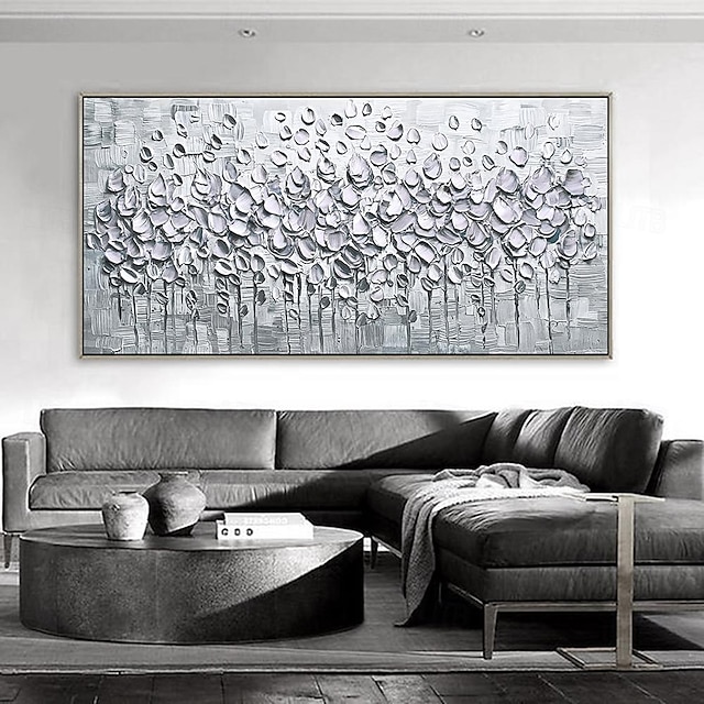  ručně malovaná zlatá stříbrná modrozelená abstraktní malba na plátně abstraktní tulipán květinová malba nástěnné umění s texturou tlustá malba pro obývací pokoj ložnice domácí nástěnná výzdoba žena