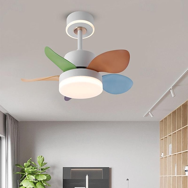  LED Chandelier Ceiling Fan Light Design Dopamine Color Acrylic Metal Bedroom Children's Room Warm Light 1-Light 60CM 220-240V