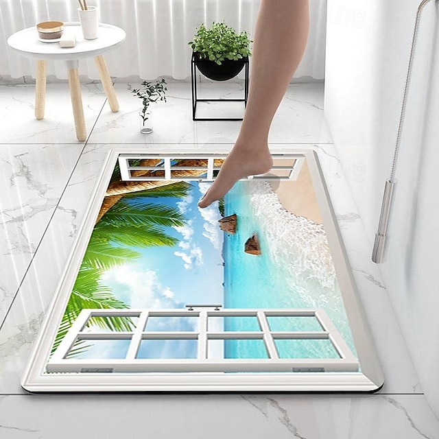  okenní scenérie koupelnové koupelnové předložky kreativní savý koupelnový kobereček křemelina protiskluzová