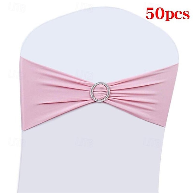  50PCS Wedding Chair Decorations Stretch Chair Bows and Sashes for Party Ceremony Reception Banquet Spandex Chair Covers slipcovers