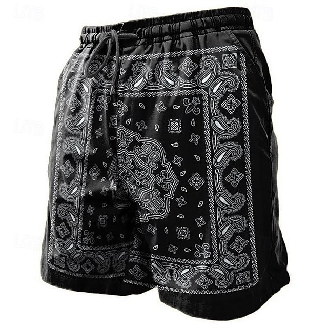  Men's Paisley Swim Trunks Swim Shorts Board Shorts Mid Waist Vacation Hawaiian Ethnic Vacation Holiday Beach Drawstring with Mesh lining Elastic Waist Designer Clothing Apparel