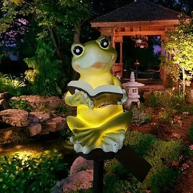 Solar Frog Lawn Light Resin Garden Light Outdoor Waterproof Garden Walkway Landscape Decor Light
