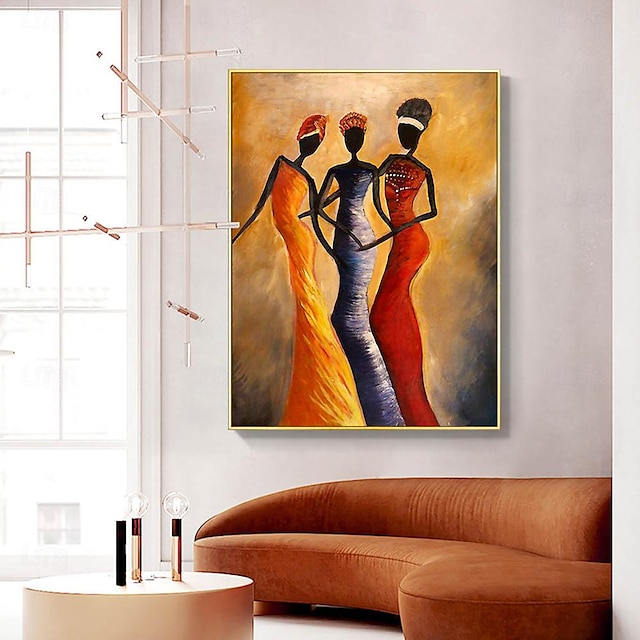  3 Women Standing Abstract Painting handmade Canvas Art Extra Large painting Wall Art Big Canvas Art Extra Large firgure Painting Home Wall Decoration