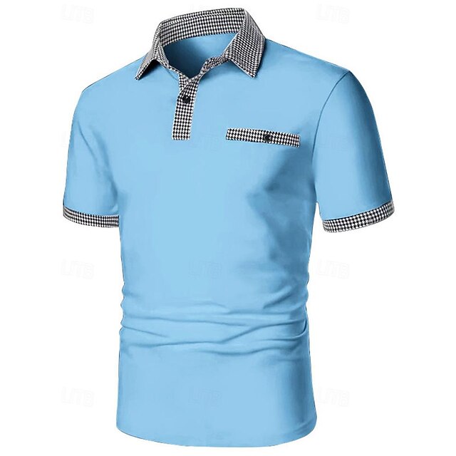 Casual Color Block Men's Short Sleeve Polo Shirt For Golf Game