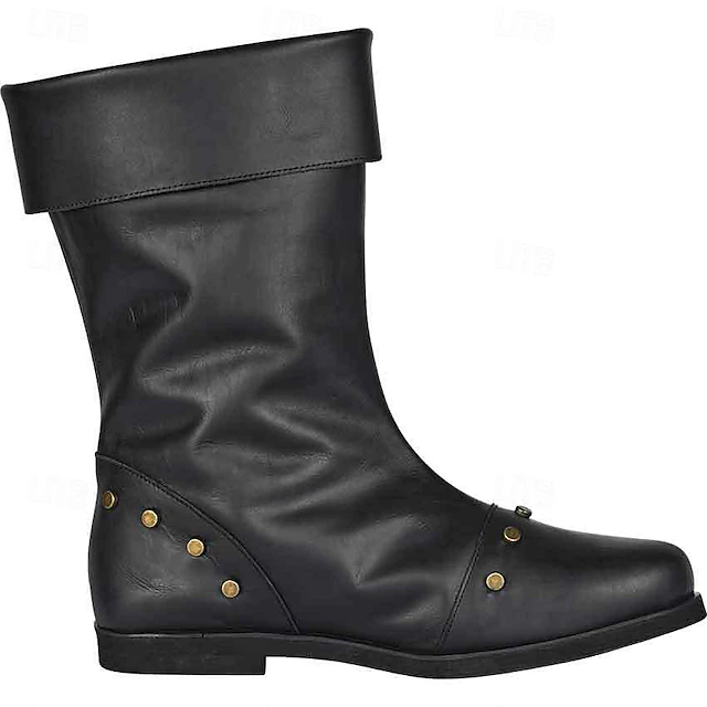 LUTHERA ARMOR Medieval Leather Boots 4 Buckle | Renaissance Inspired Loafer Boot | Caribbean Pirate Costume Boots (Numeric_8, Black LUTHERA ARMOR Medieval Leather Boots 4 Buckle | Renaissance Inspired Loafer Boot | Caribbean Pirate Costume Boots (Numeric_8, Black