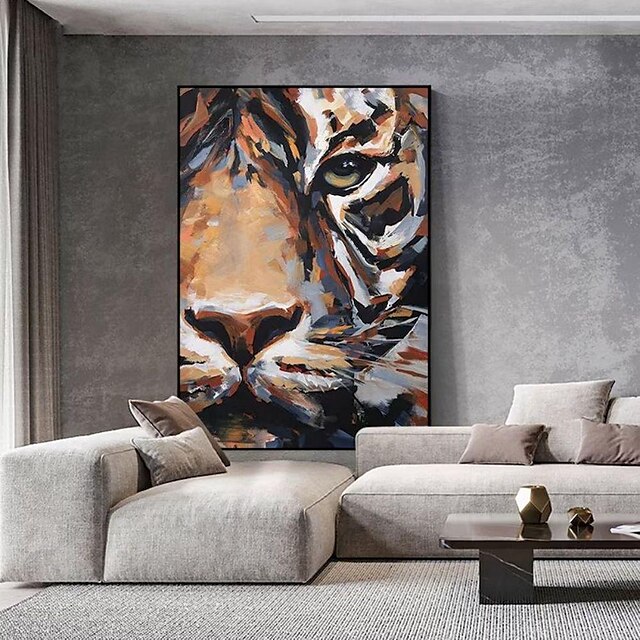  Картина маслом ручной работы, холст, настенное художественное украшение, абстрактное животное, тигр, для домашнего декора, прокатная бескаркасная нерастянутая картина