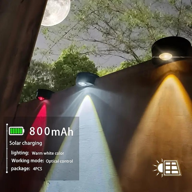 4Pcs Solar Step Lights Outdoor Landscape Lamp Stair Wall Light LED Waterproof Garden Wall Railing Fence Decoration