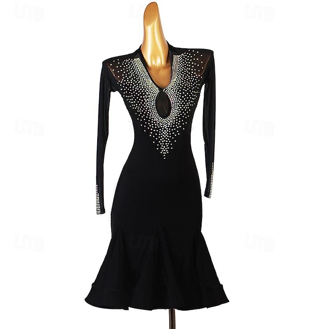  Latin Dance Dress Crystals / Rhinestones Women's Performance Daily Wear Long Sleeve Spandex
