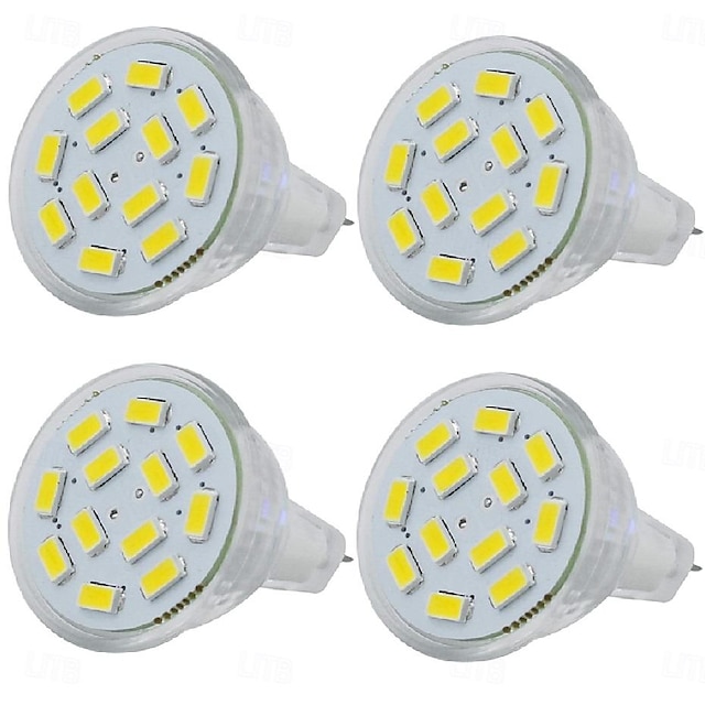  3 W MR11 GU4 LED-Lampe 300 lm 3000 K 6000 K AC/DC 12–24 V Niederspannungs-Glühbirnenstrahler für Schienenbeleuchtung im Außenbereich, nicht dimmbar (4 Stück)