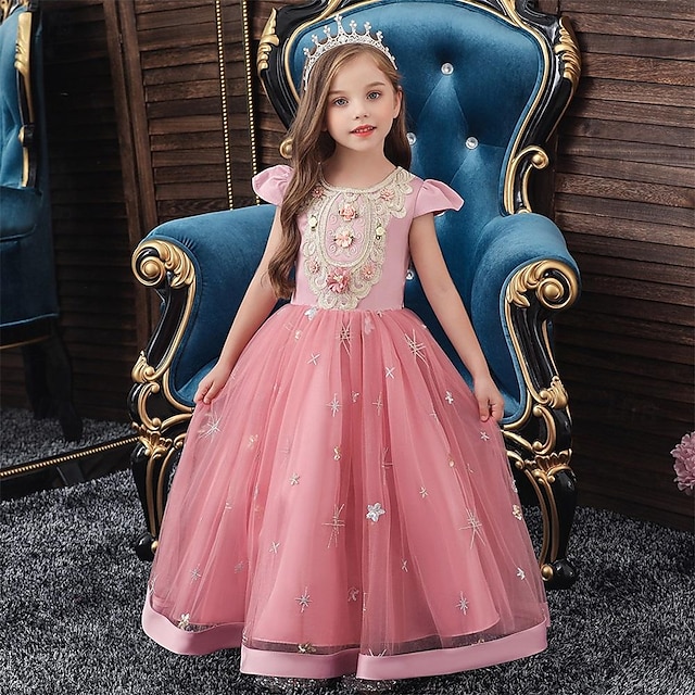  Παιδιά Κοριτσίστικα Φόρεμα για πάρτυ Γραφική Κοντομάνικο Επίσημο Επίδοση Επέτειος Μοντέρνα Πριγκίπισσα Βαμβάκι Φόρεμα για κορίτσια λουλουδιών Καλοκαίρι Άνοιξη Φθινόπωρο 3-12 χρόνια