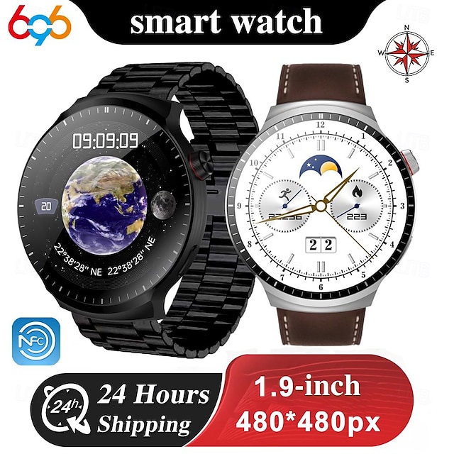  696 S80MAX Smart Watch 1.9 inch Smartur Bluetooth Skridtæller Samtalepåmindelse Sleeptracker Kompatibel med Android iOS Herre Handsfree opkald Beskedpåmindelse IP 67 46mm urkasse