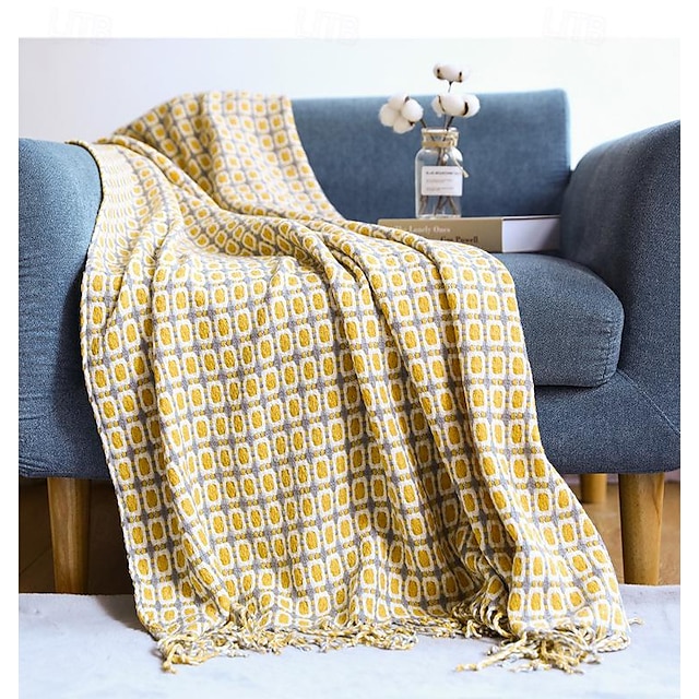  coperta per divano coperta lavorata a maglia coperta in lana con nappe pied de poule piccola coperta coperta tessuta estiva coperta con filo americano