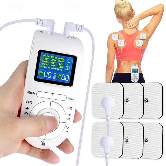  Digital TENS Unit with 12 Modes for Dual Channel EMS Muscle Massage Therapy and Pain Relief