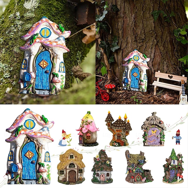  okouzlující pohádková zahradní brána rozmarná dřevěná dekorace na strom pro dveře, nádvoří a zahradu - nádherné řemeslné dřevěné ozdoby pro pohádkovou domácí dekoraci