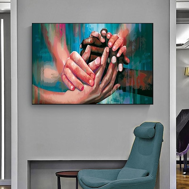  ručně malované moderní láska a mír handshake plátno malba nástěnné umělecké obrazy do obývacího pokoje domácí dekorace bez rámu