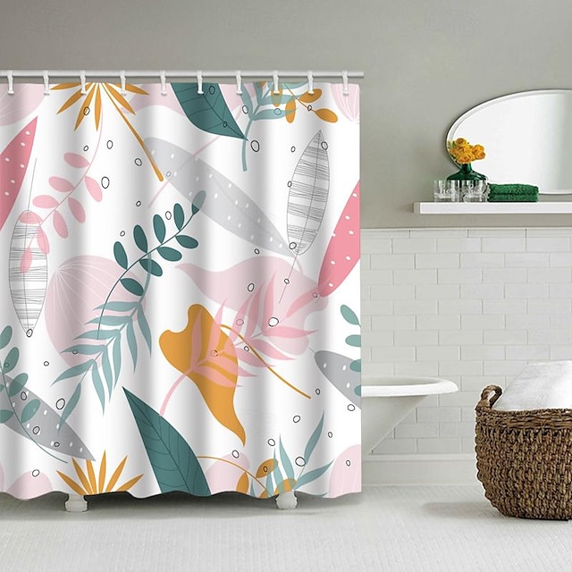  Cortina de chuveiro decorativa para banheiro com ganchos Decoração de banheiro conjunto de cortina de chuveiro de tecido à prova d'água com 12 pacotes de ganchos de plástico