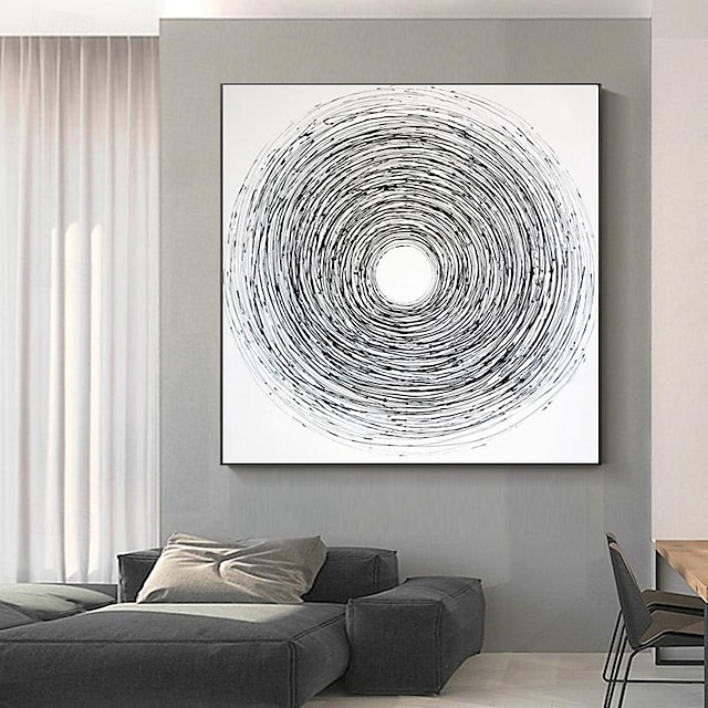  nagy, kézzel festett nappali fali kép absztrakt festmény fekete-fehér egyszerű kör keret nélküli lakberendezés otthoni minőségi műalkotásokhoz