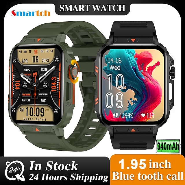  696 L18B Smartwatch 1.95 Zoll Smart-Armband Bluetooth Schrittzähler Anruferinnerung Schlaf-Tracker Kompatibel mit Android iOS Damen Herren Freisprechanlage Nachrichterinnerung IP 67 44mm Uhrengehäuse