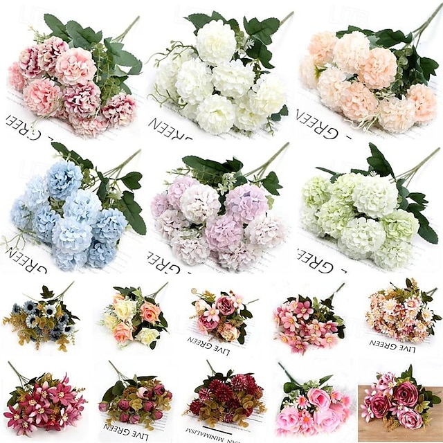  2 Pcs Simulated Rose Artificial Ball Chrysanthemum Home Decoration Artificial Flower Ornaments Wedding Shooting Props Artificial Flowers
