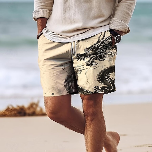  Homens Dragão Calção Justo de Natação Shorts de Natação Bermuda de Surf Cintura Média Férias Havaiana Estilo resort Férias Feriado Praia Com Cordão com forro de malha Cintura elástica Designer Roupa