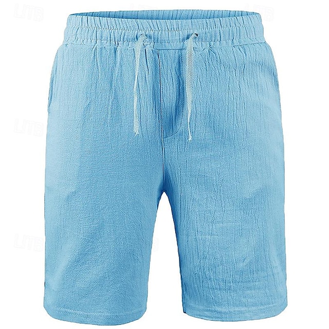 Bărbați Pantaloni scurți din in Pantaloni scurți de vară Pantaloni scurți de plajă Buzunar Cordon Talie elastică Simplu Confort Respirabil Scurt Concediu Vacanță Plajă Amestec de Lână / Bumbac